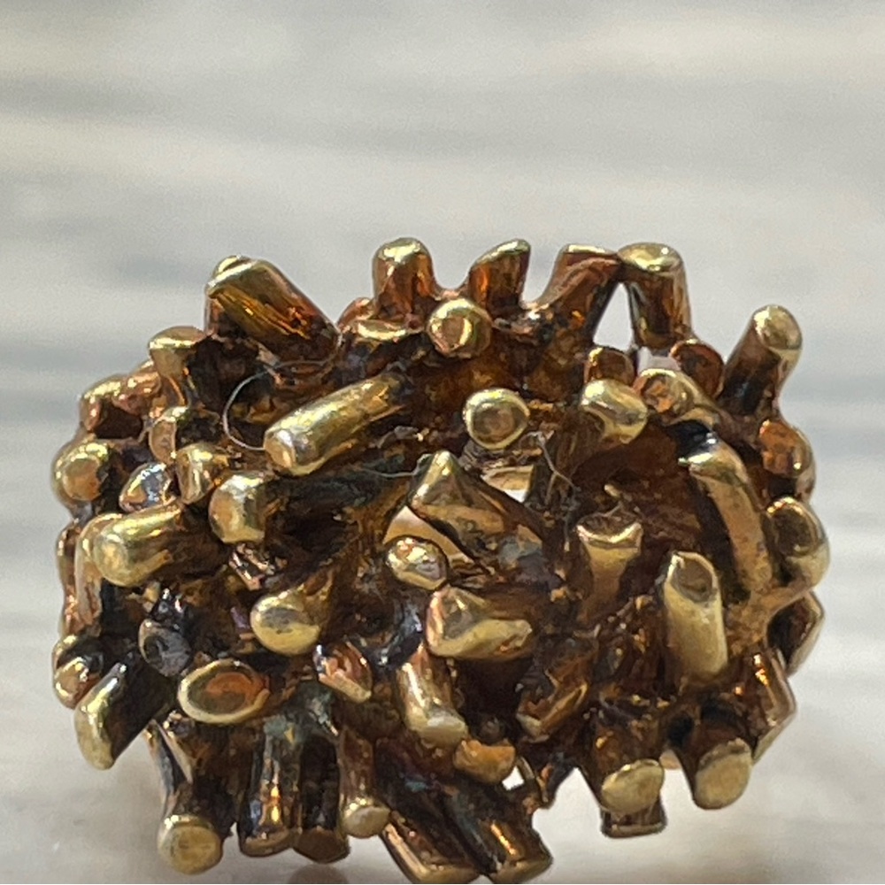 Vintage Sterling Silver Gold plated Nugget Cluster Statement Ring Size 7.75 - Picture 11 of 15